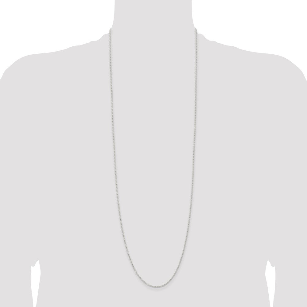 Sterling Silver 1.5mm Solid Rope Chain 36 Inches