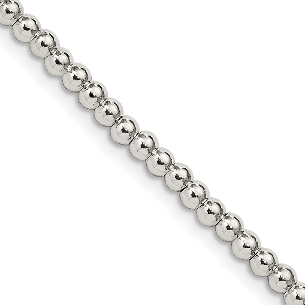 Sterling Silver 3mm Beads on Box Chain 18 Inches