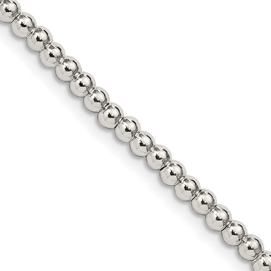 Sterling Silver 3mm Beads on Box Chain 18 Inches