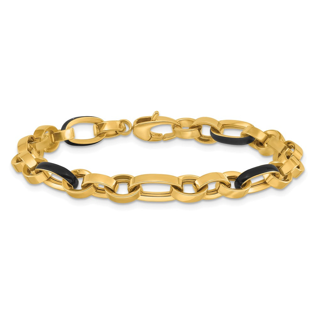 14K Polished with Enamel Link Bracelet 7  inches