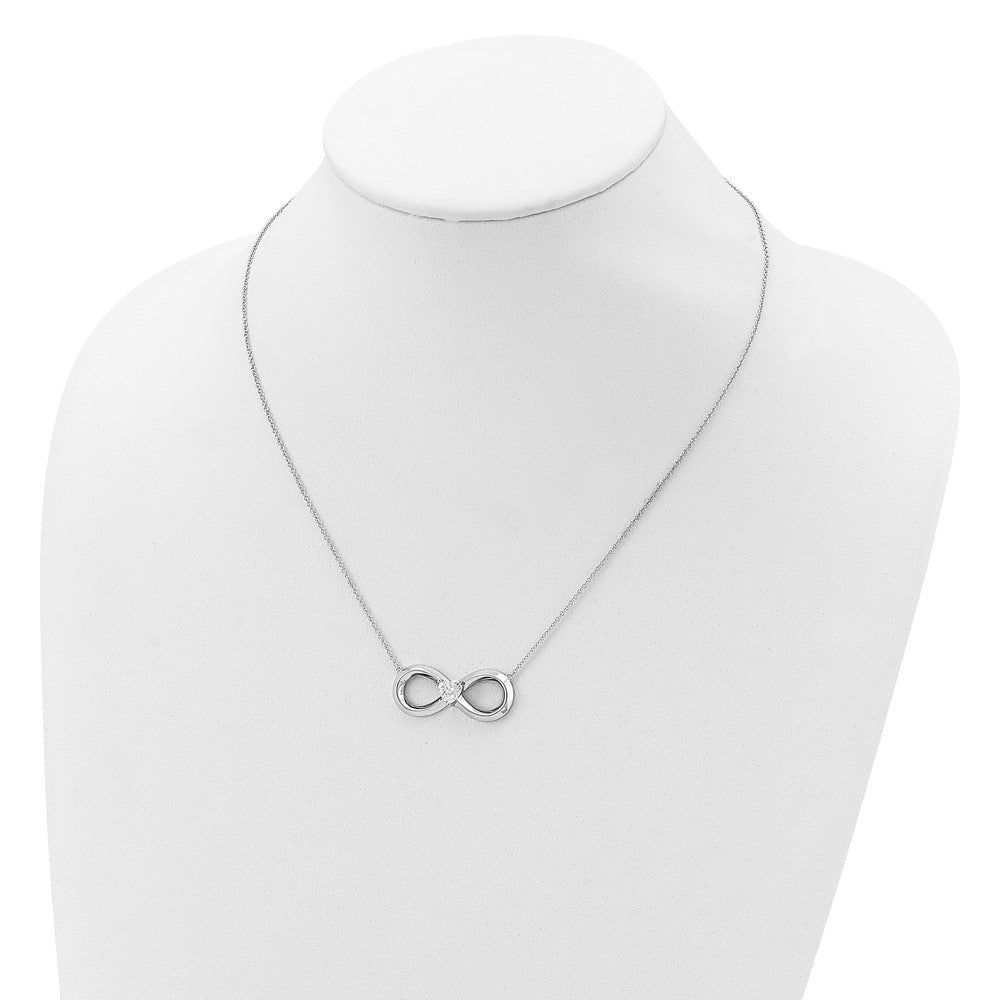 Sentimental Expressions Sterling Silver Rhodium-plated CZ Antiqued Forever 19in. Necklace 18 Inches