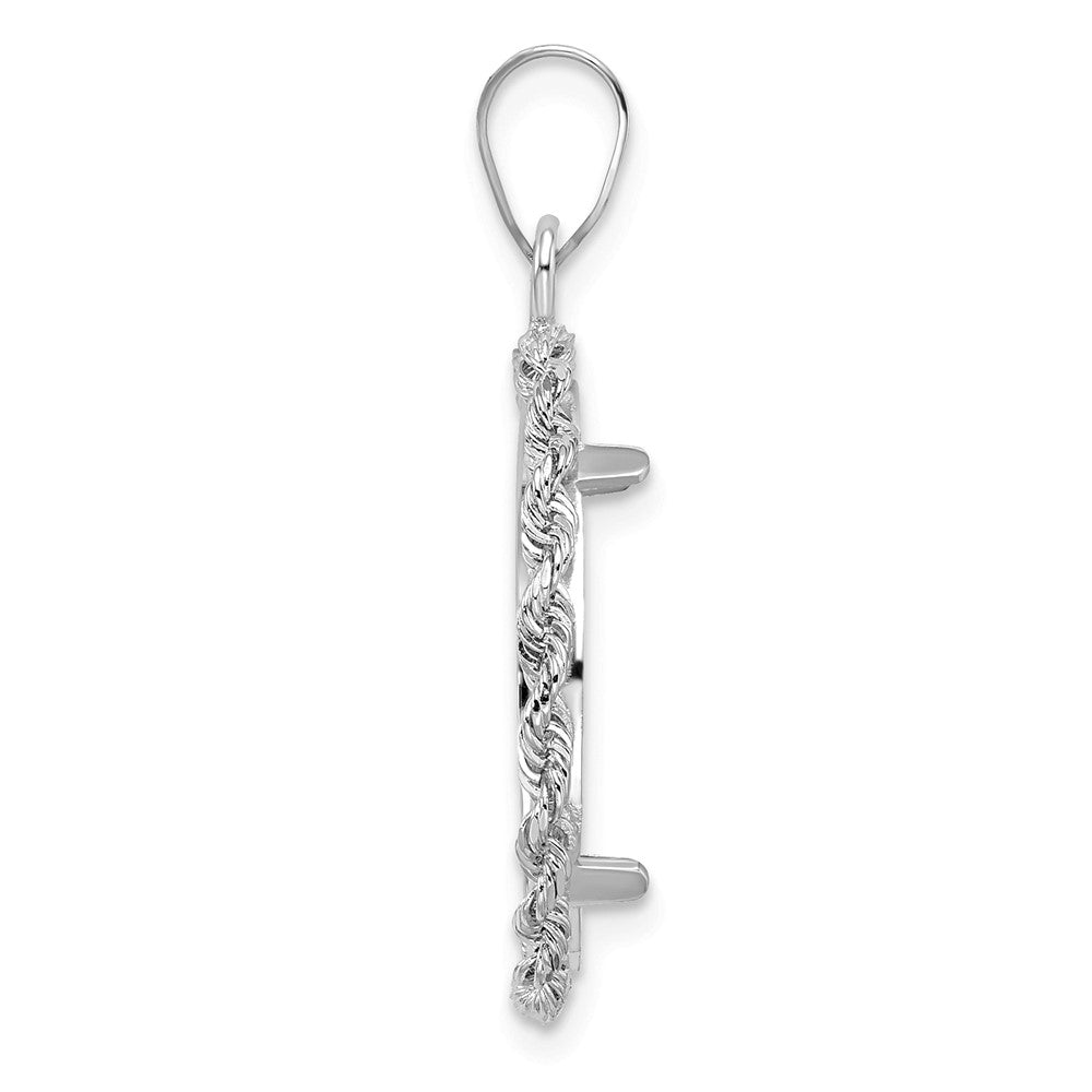 Wideband Distinguished Coin Jewelry 14k White Gold Polished Rope 18.0mm Prong Coin Bezel Pendant