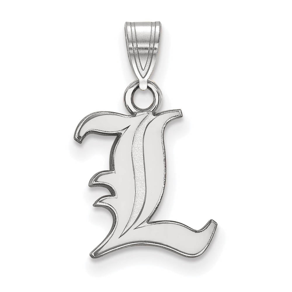 Sterling Silver Rhodium-plated LogoArt University of Louisville Letter L Small Pendant Q-SS002UL