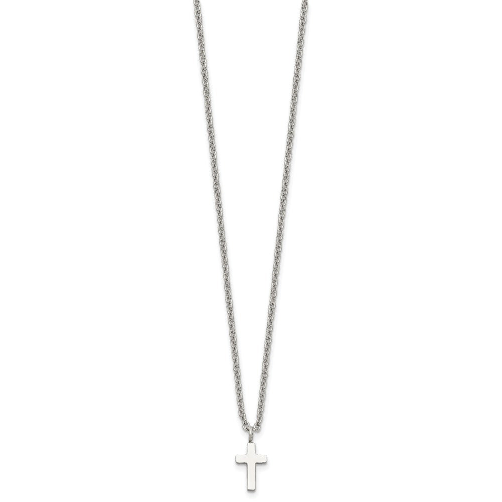 Stainless Steel Polished 11mm Cross 18in Necklace