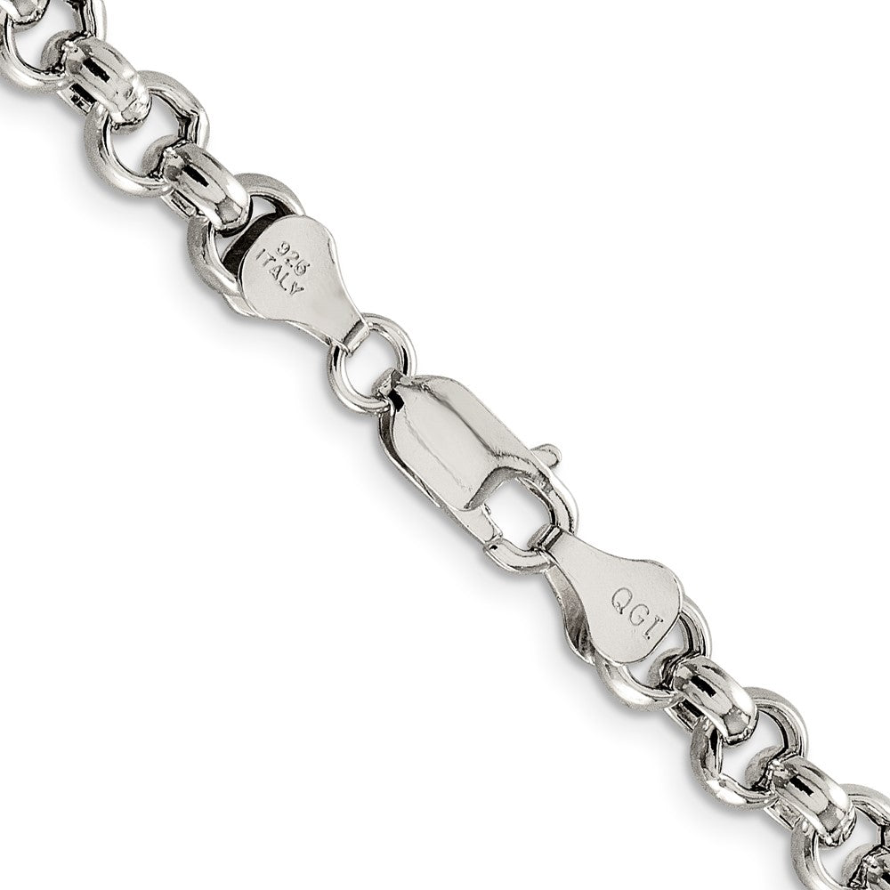 Sterling Silver 6.5mm Semi-solid Rolo Chain 18 Inches