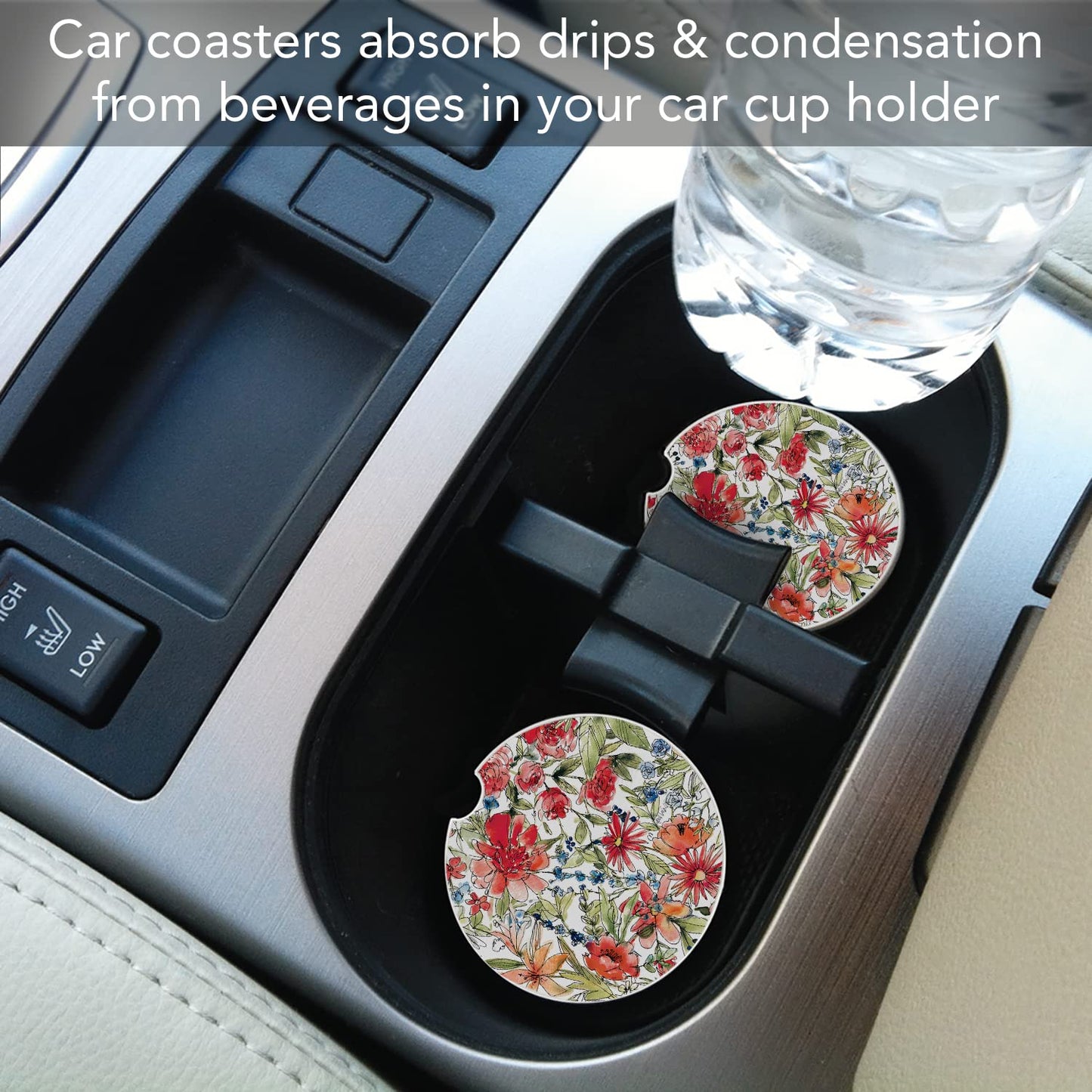 Thirstystone "Americana Mood Floral" Single Absorbent Stone Car Coaster