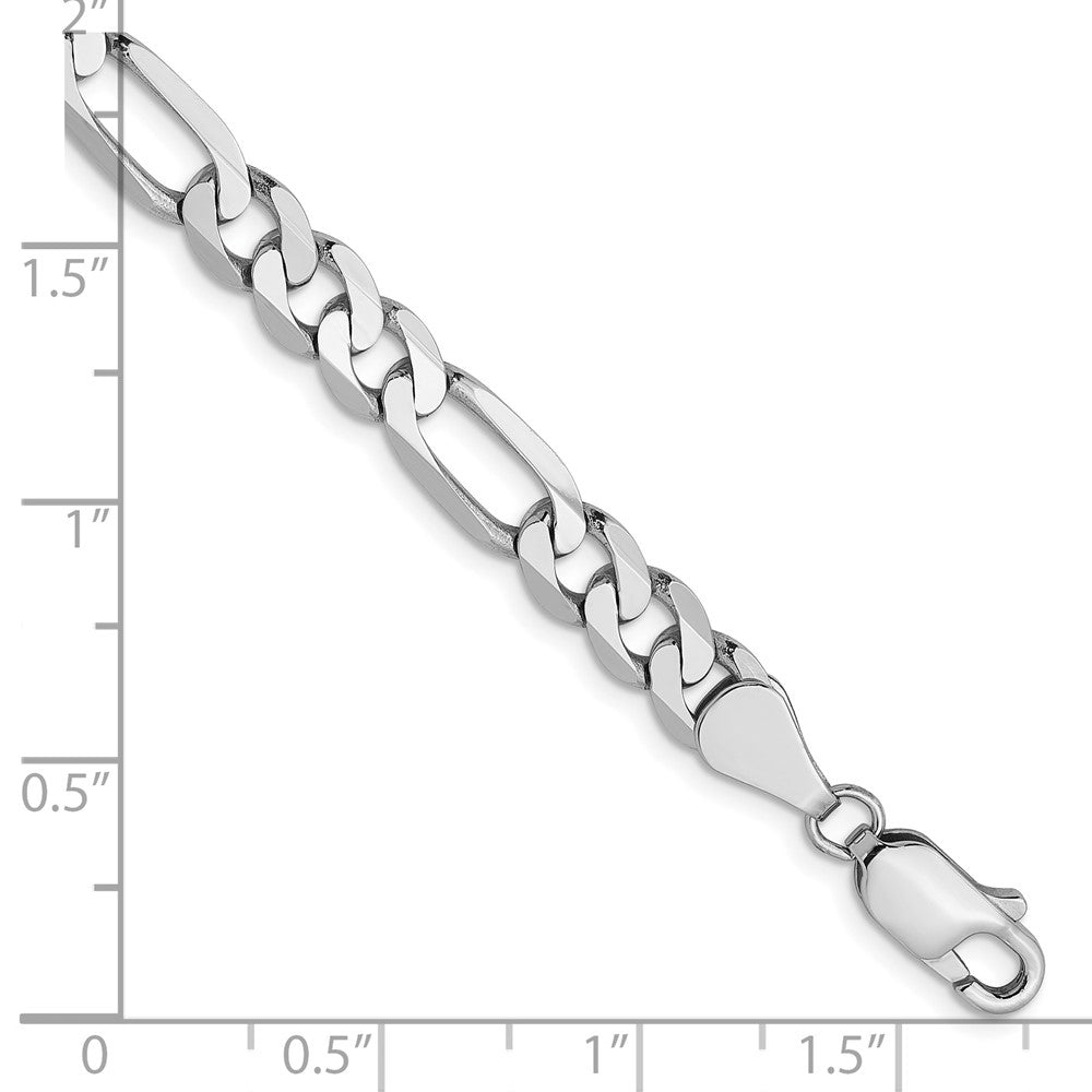 14K White Gold 5.5mm Flat Figaro Chain 8  inches