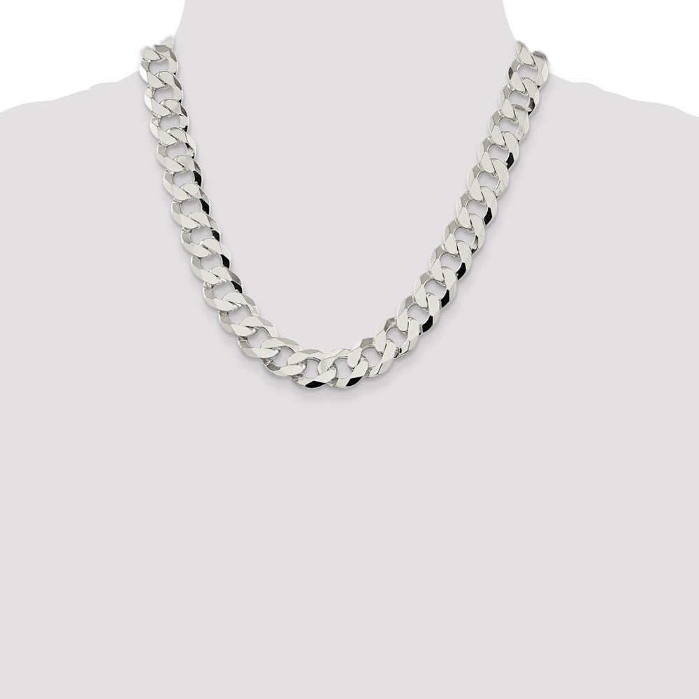 Sterling Silver 14mm Flat Curb Chain 20 Inches