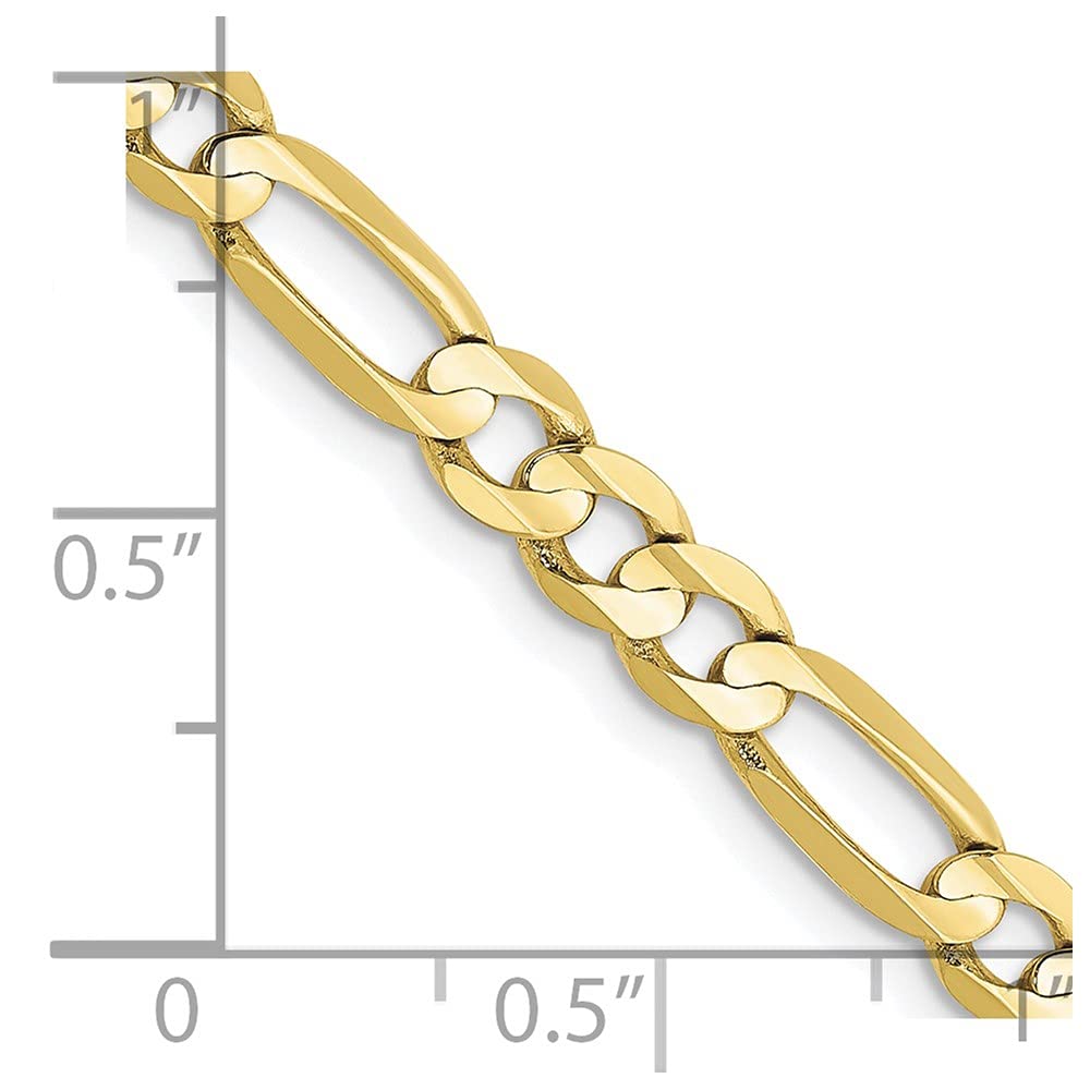 Primal Gold 10 Karat Yellow Gold 4.5mm Light Concave Figaro Chain