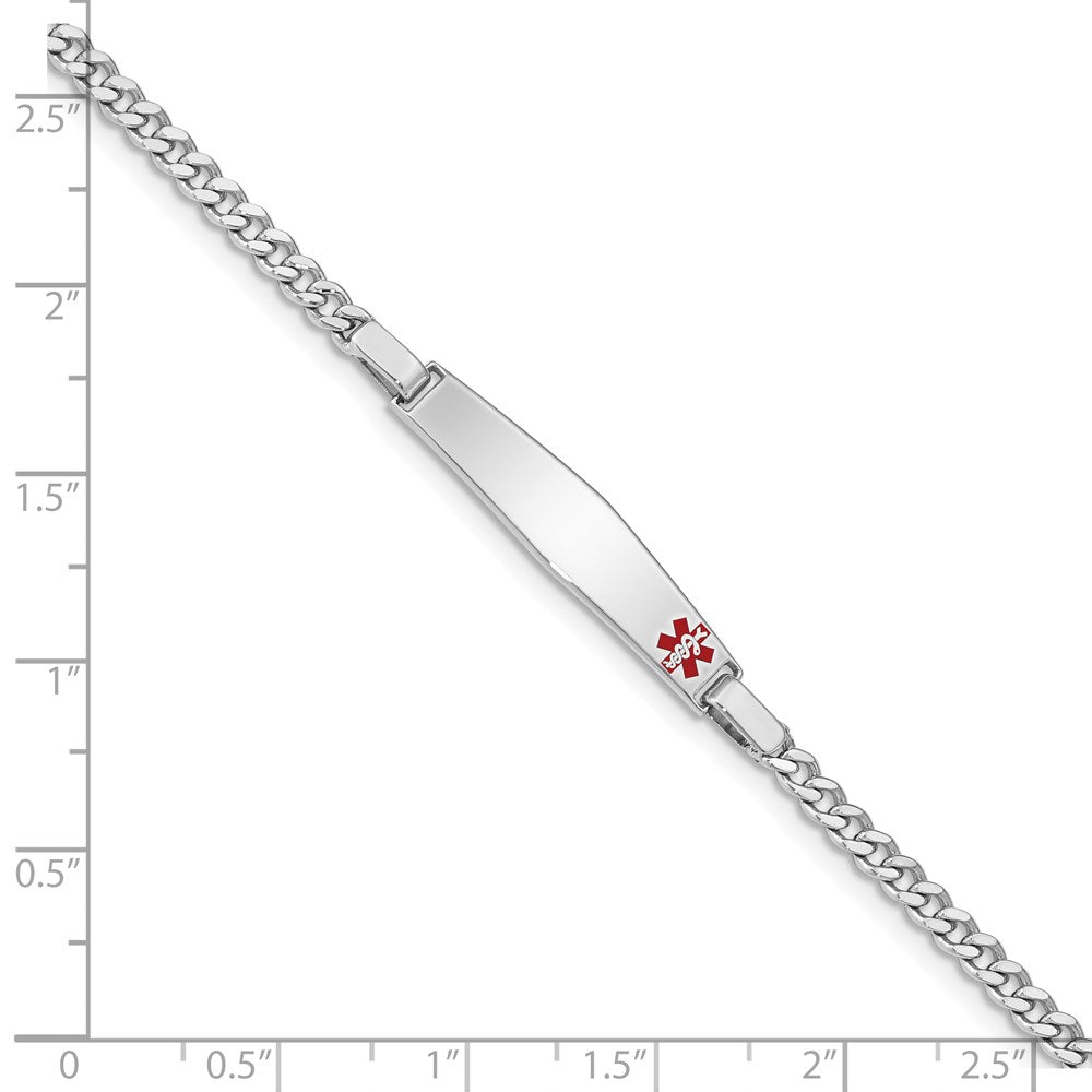 Sterling Silver Rhod-plated Children's Medical ID Bracelet w/Curb Link 6 inches