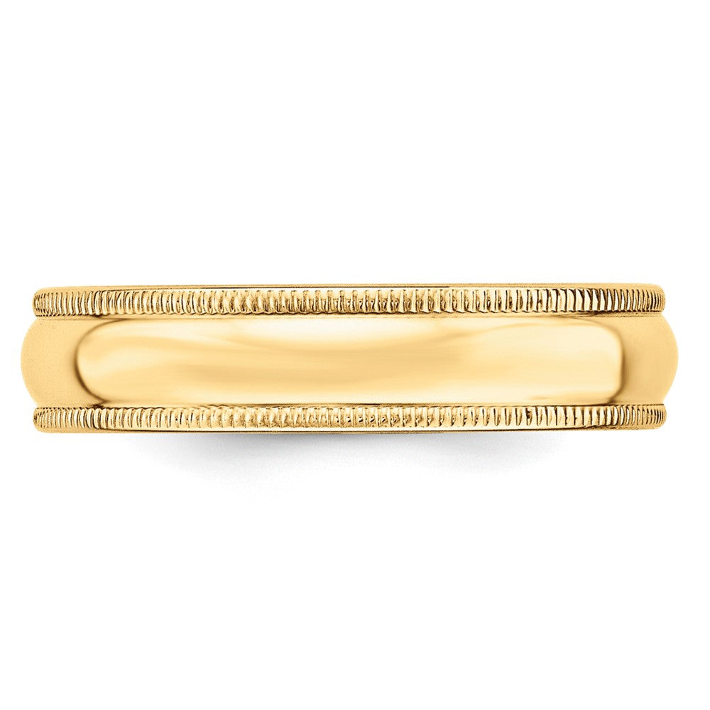 10k Yellow Gold 5mm Lightweight Milgrain Half Round Wedding Band Size 5.5