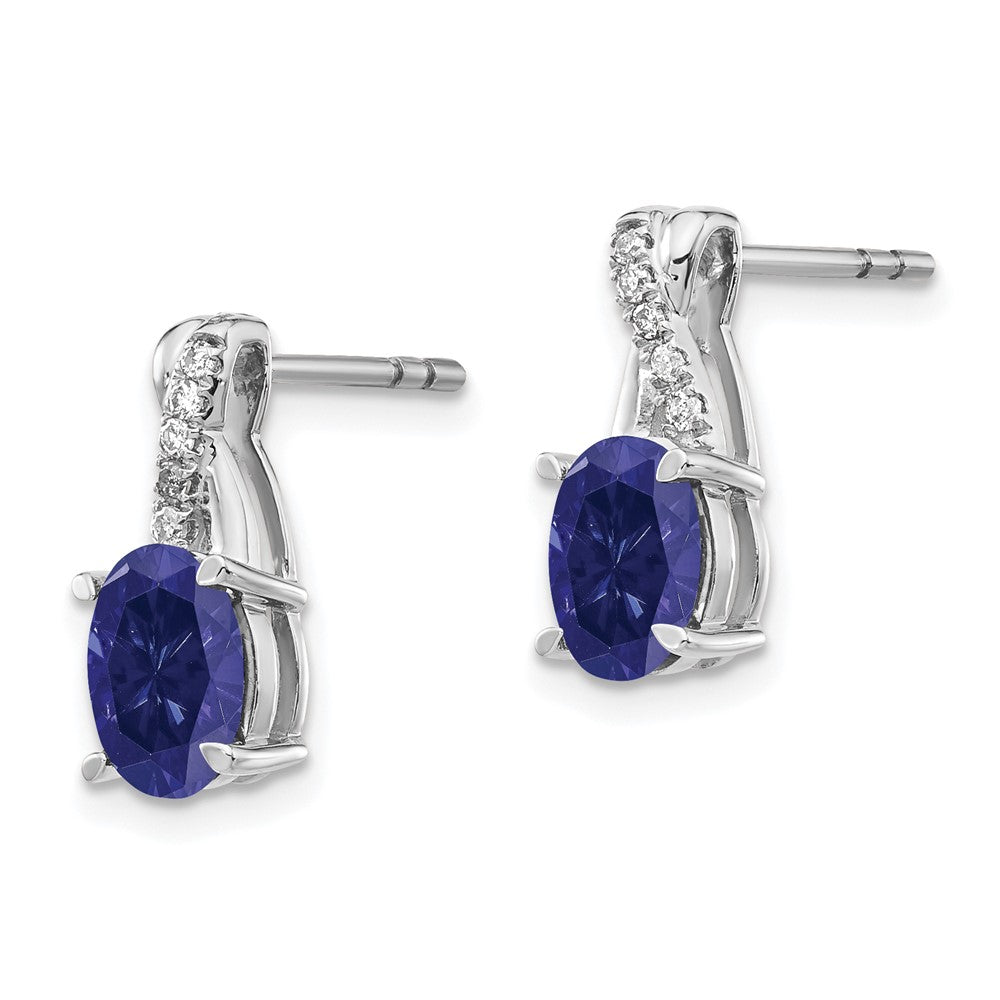 14k White Gold Sapphire and Diamond Earrings