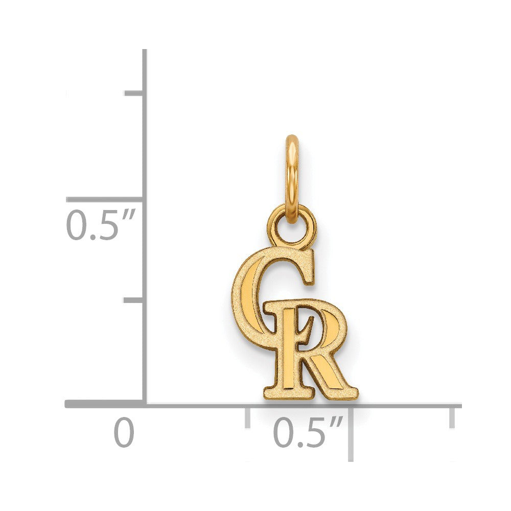 Sterling Silver Gold-plated MLB LogoArt Colorado Rockies C-R Extra Small Pendant
