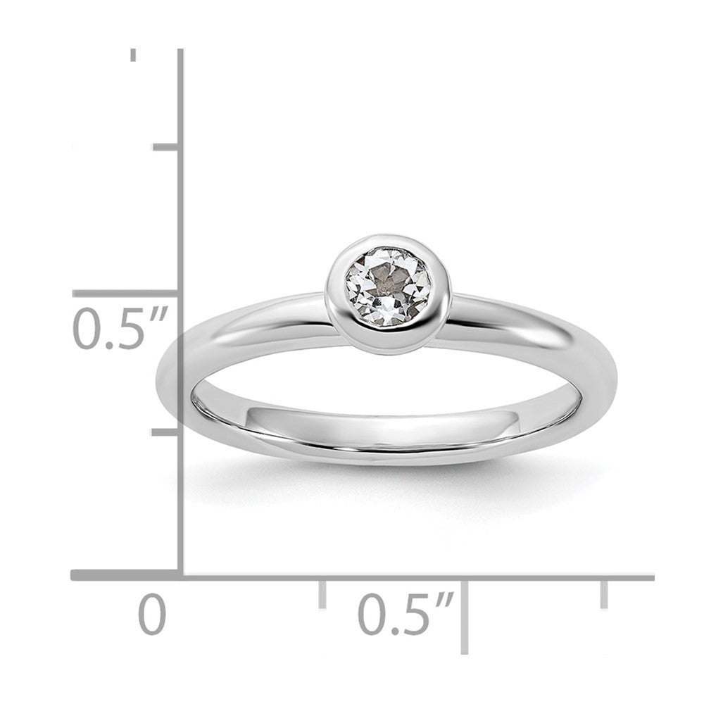Sterling Silver Stackable Expressions Low 4mm Round White Topaz Ring Size -5
