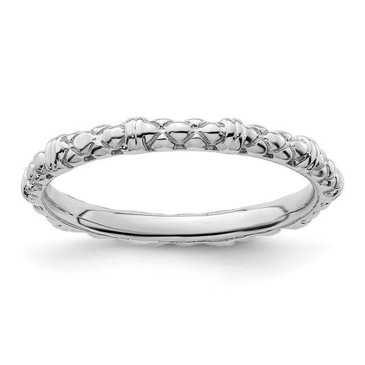 Sterling Silver Stackable Expressions Rhodium Cable Ring Size -6
