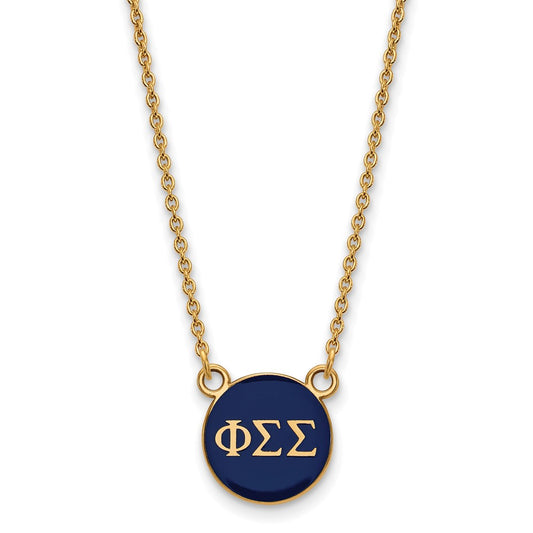 Sterling Silver Gold-plated LogoArt Phi Sigma Sigma Sorority Greek Letters Small Color Enamel Pendant 18 inch Necklace