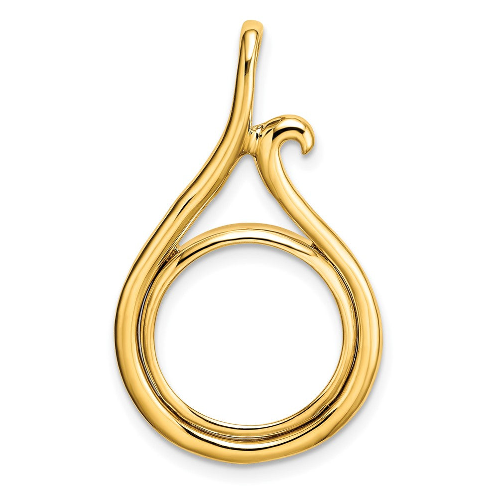 Wideband Distinguished Coin Jewelry 14k Polished Curled Teardrop 14.0mm Prong Coin Bezel Pendant