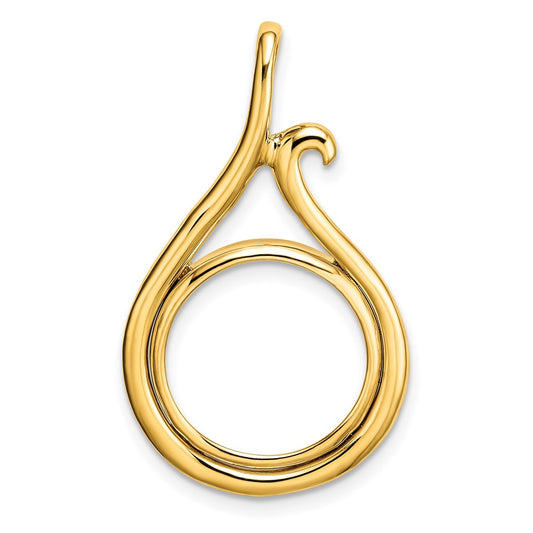Wideband Distinguished Coin Jewelry 14k Polished Curled Teardrop 14.0mm Prong Coin Bezel Pendant