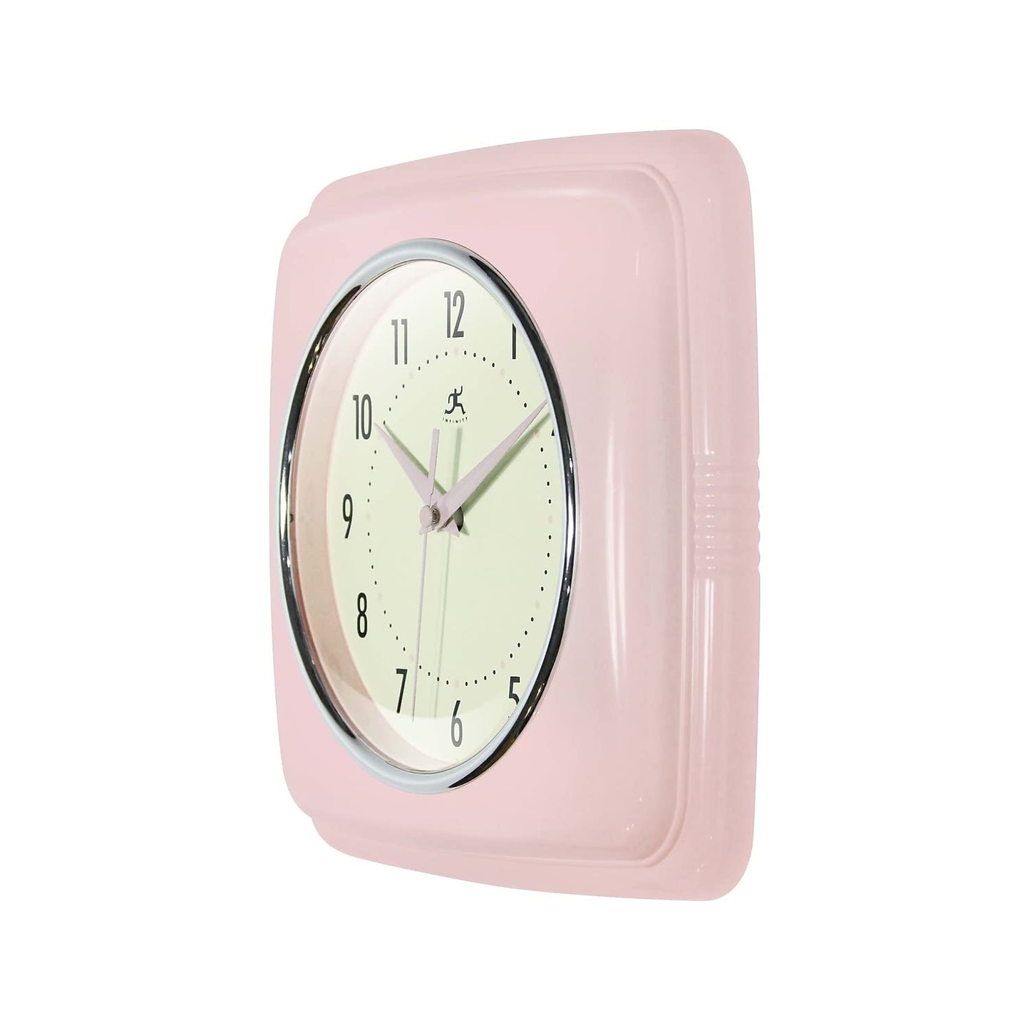 Infinity Instruments Retro Sqaure Rose Blush Pink Plastic 9.25-inch Analog Wall Clock