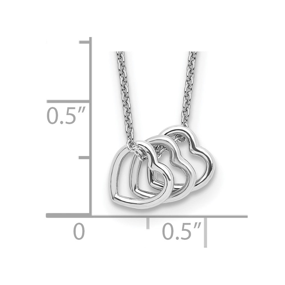 Sterling Silver Rhodium-plated 18in Hearts Necklace 18 Inches