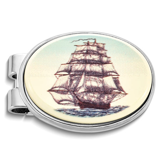 Barlow Designs Color Lightning Ship Oval Money Clip