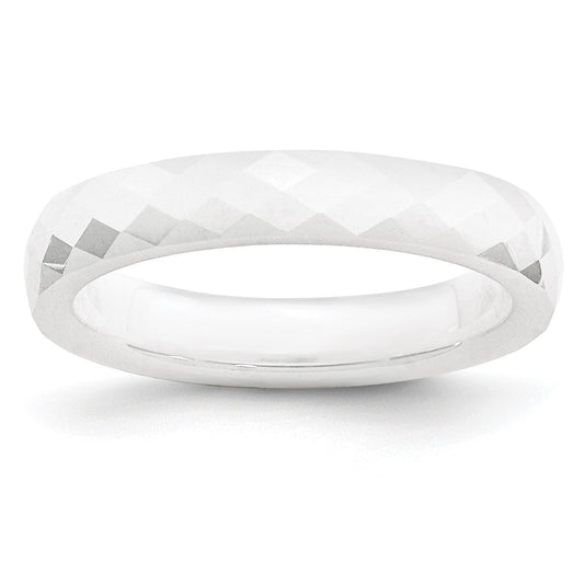 Ceramic White 4mm Faceted Polished Band Size - 9