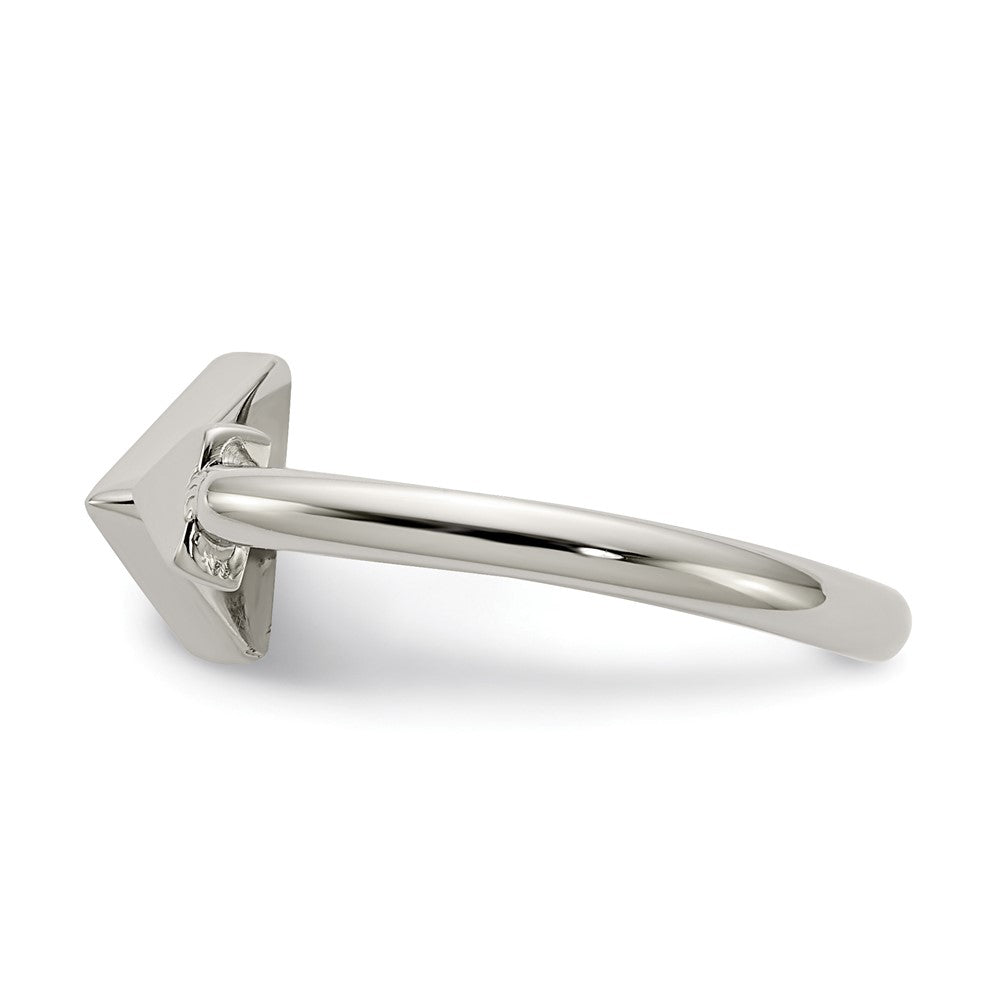 Stainless Steel Polished with Reconstructed Turquoise Triangle Ring Size - 6