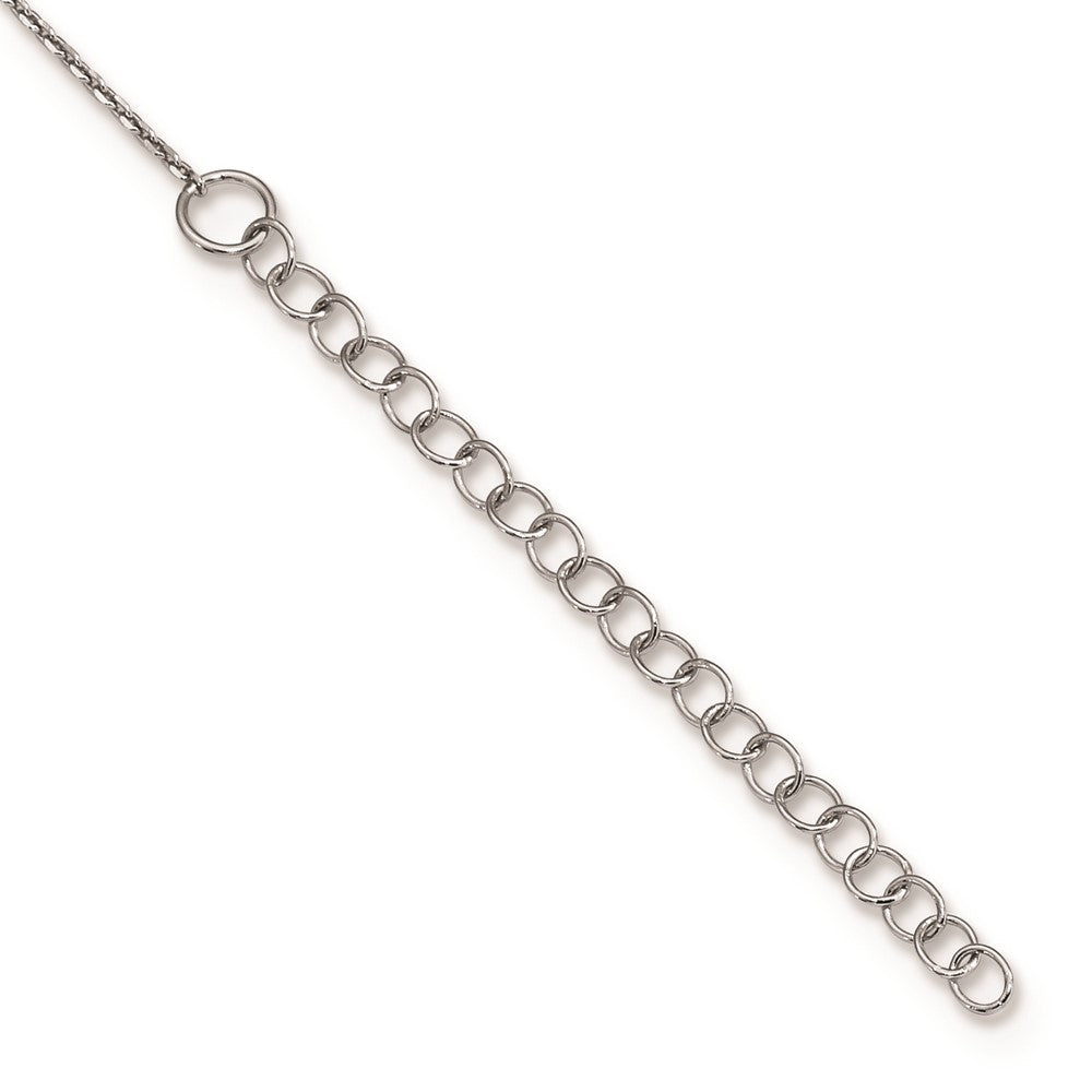 Sterling Silver Rhodium-plated CZ Heart w/2in ext. Bar Necklace 16 Inches