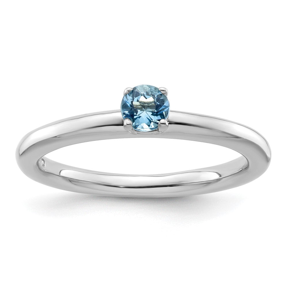 Sterling Silver Stackable Expressions Rhodium Blue Topaz Ring