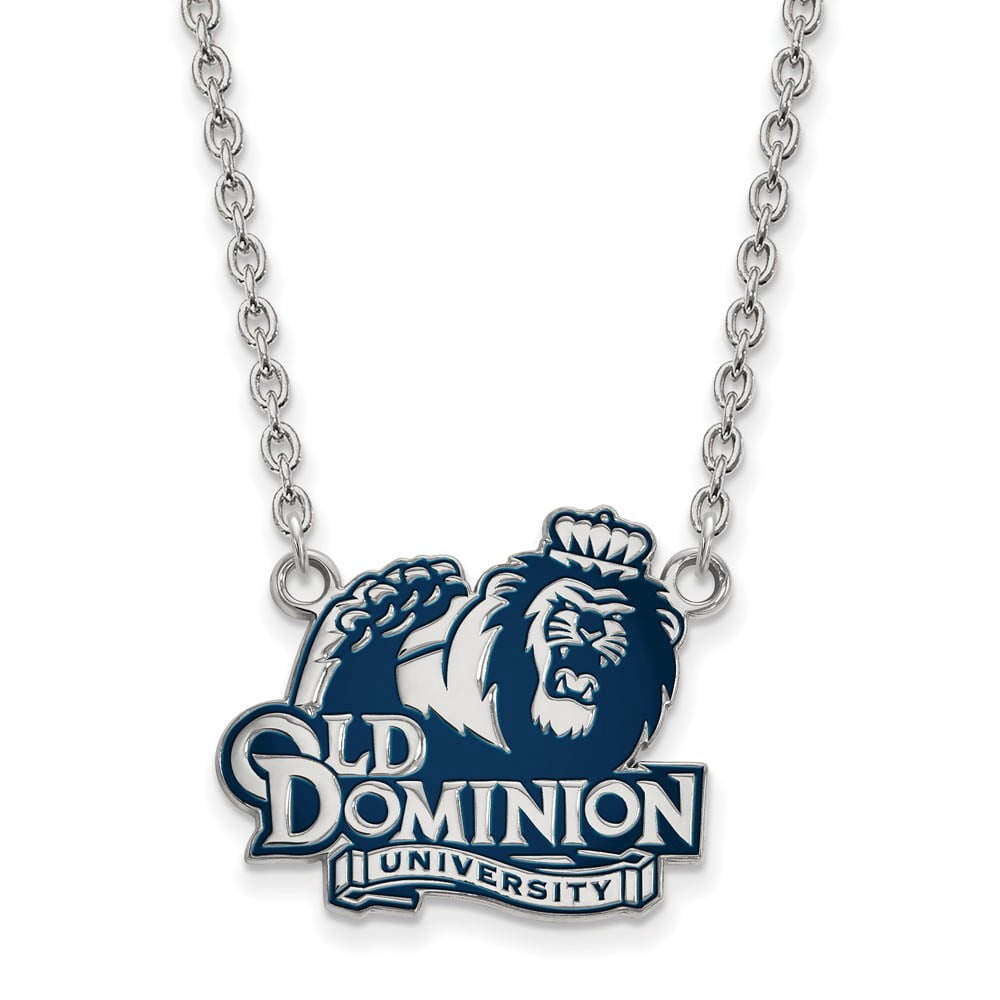 LogoArt Sterling Silver Old Dominion University Large Enamel Pendant Necklace