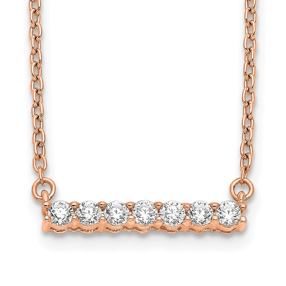 14k Rose Gold 1/4 carat Lab Grown Diamond VS/SI+ G+ 18 inch Bar Necklace