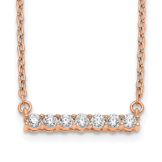14k Rose Gold 1/4 carat Lab Grown Diamond VS/SI+ G+ 18 inch Bar Necklace