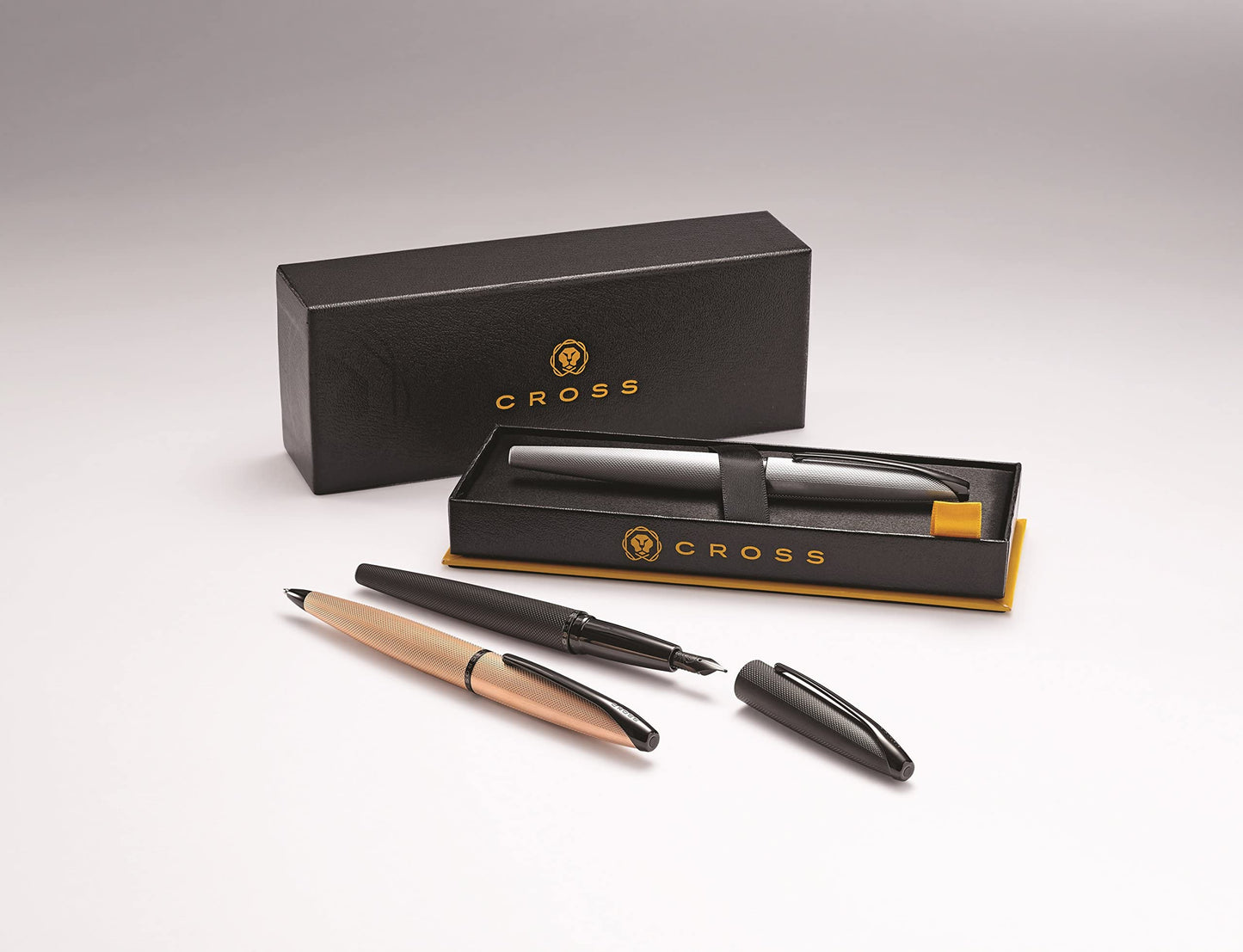 Cross ATX Brushed Metallic Refillable Fountain Pen, Medium Nib, Includes Premium Gift Box - Brushed Rose Gold