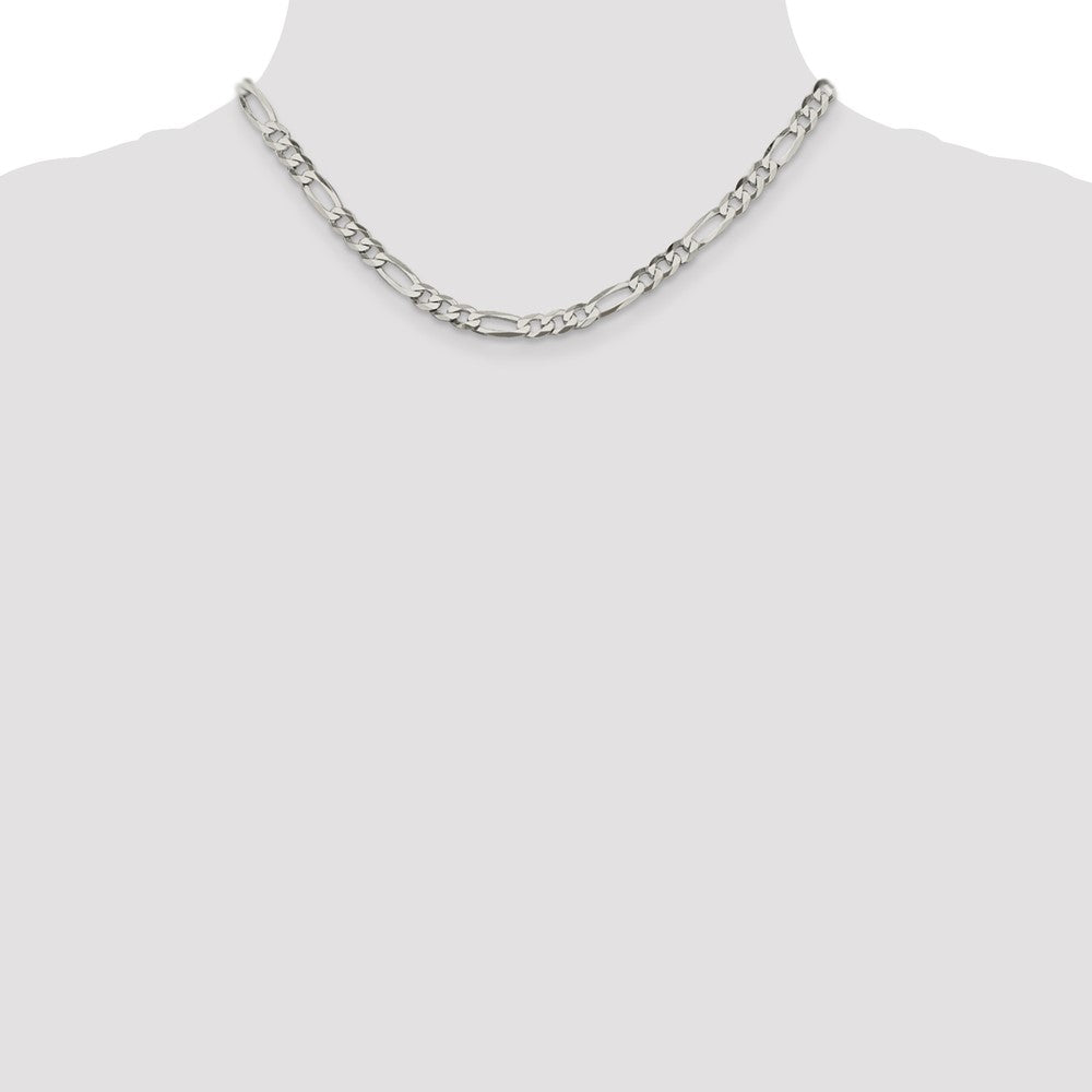 Sterling Silver 5.5mm Lightweight Flat Figaro Chain 16 Inches