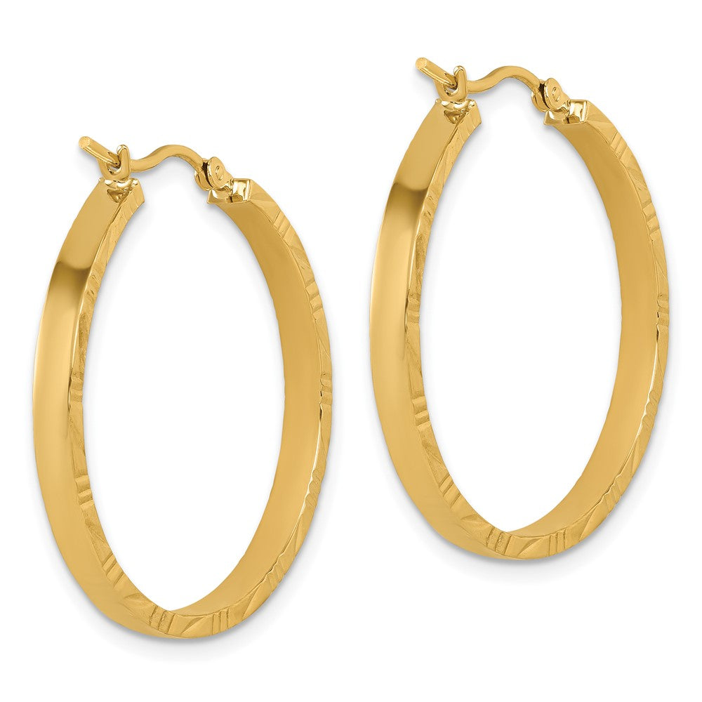 14k D/C Edge Large 3mm Polished Hoop Earrings