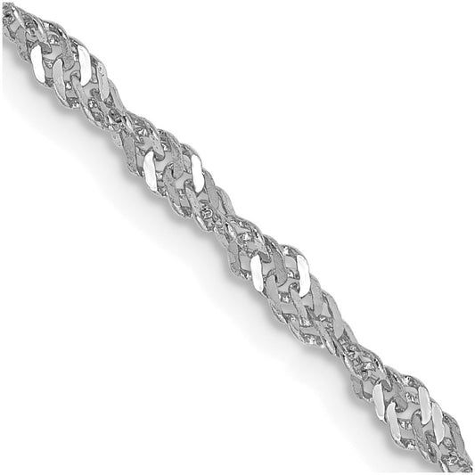 14K White Gold 30 inch 2.0mm Singapore with Lobster Clasp Chain