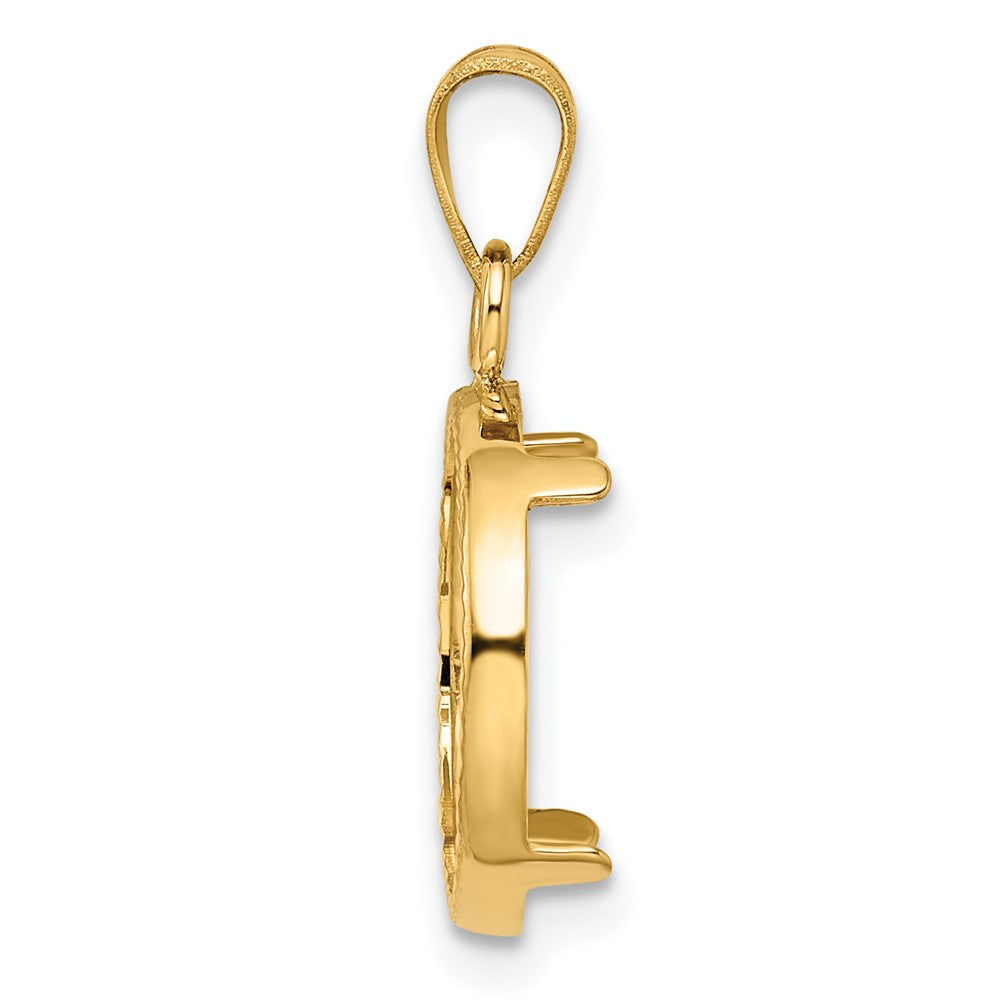 Wideband Distinguished Coin Jewelry 14k Polished and Diamond-cut 13.0mm Prong Coin Bezel Pendant