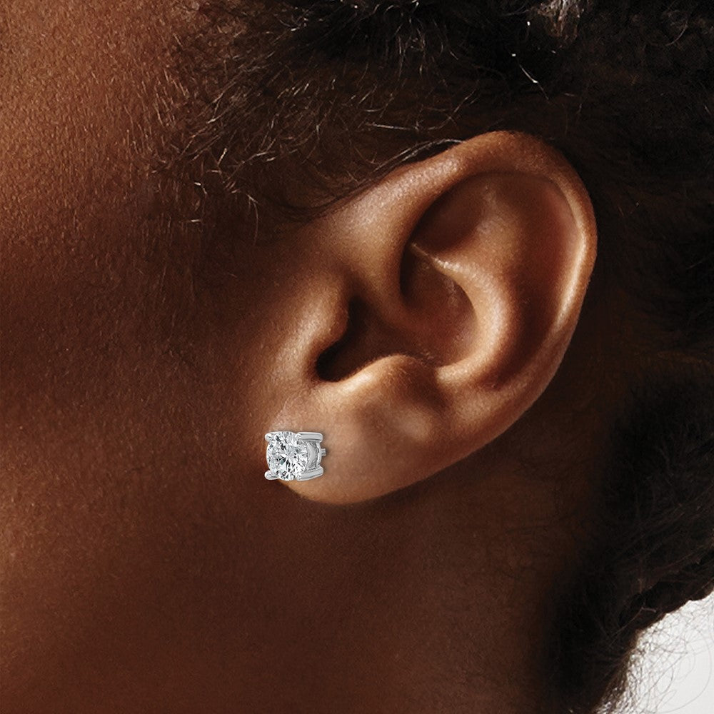 14k White Gold 1 1/2 ctw Certified Lab Grown Diamond VS+ F+ Round 4 Prong Heavy Wt. Stud Earrings