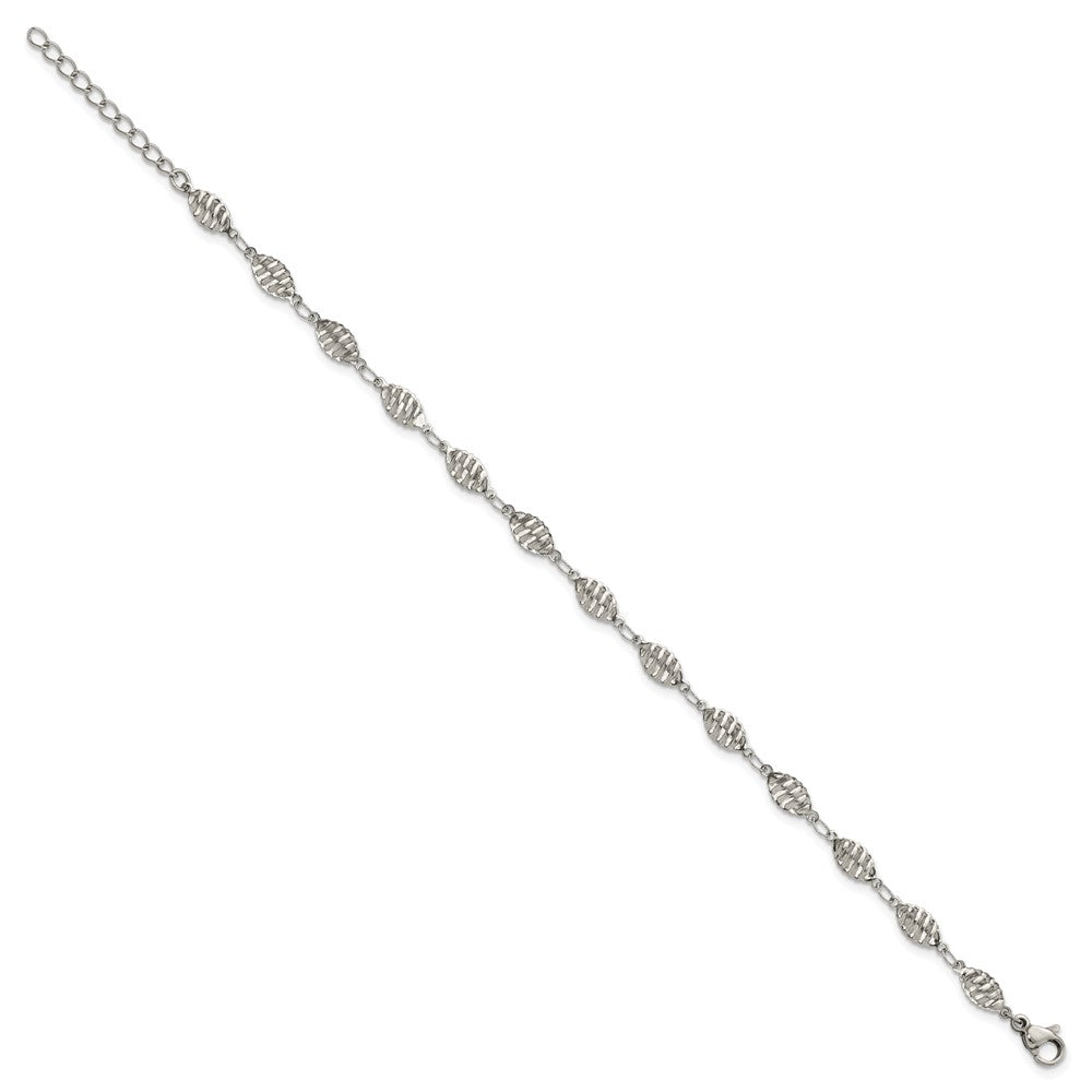 Stainless Steel Polished 9in Plus 1in ext. Anklet