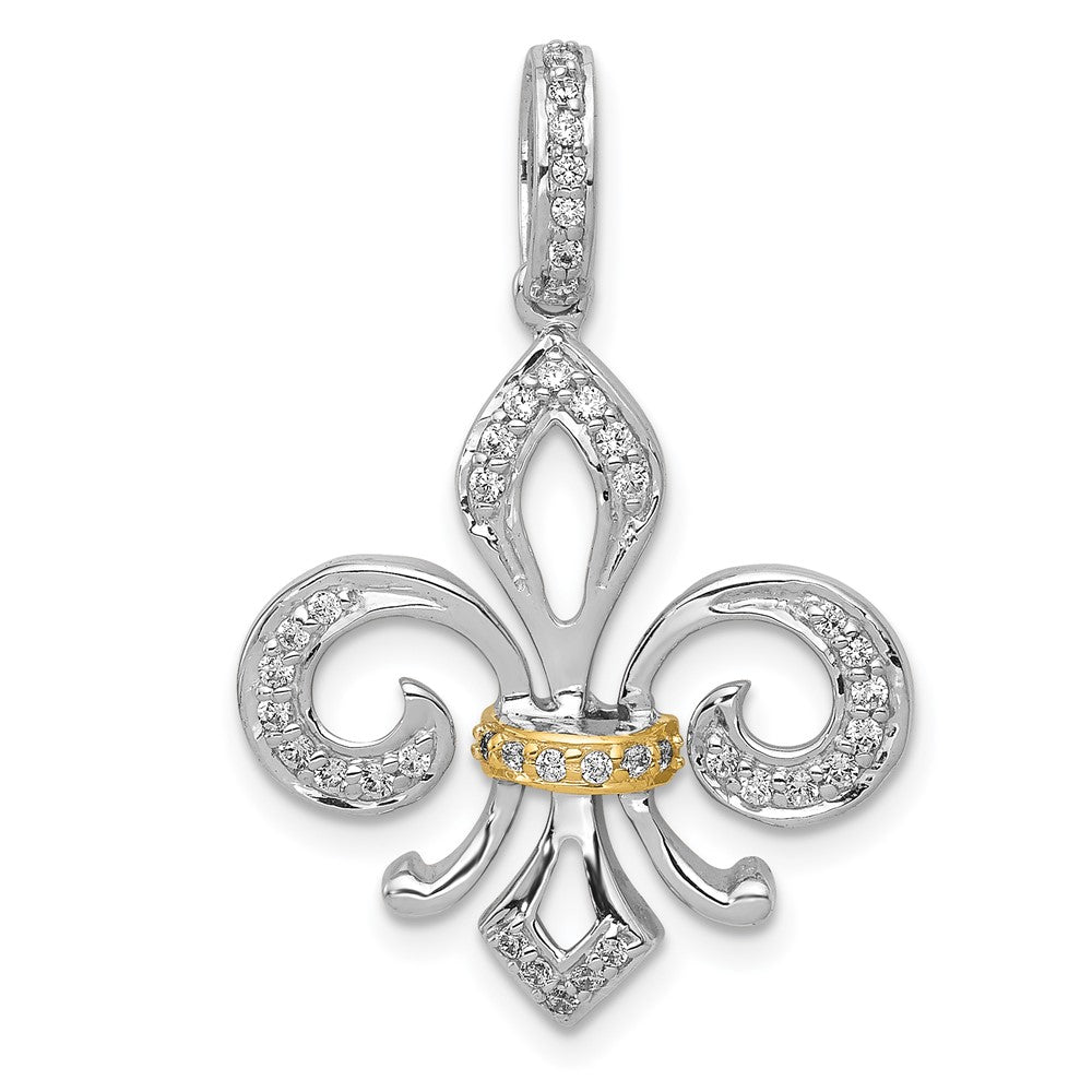 14k Two Tone 1/5 carat Lab Grown Diamond VS/SI+ G+ Fleur De Lis Pendant