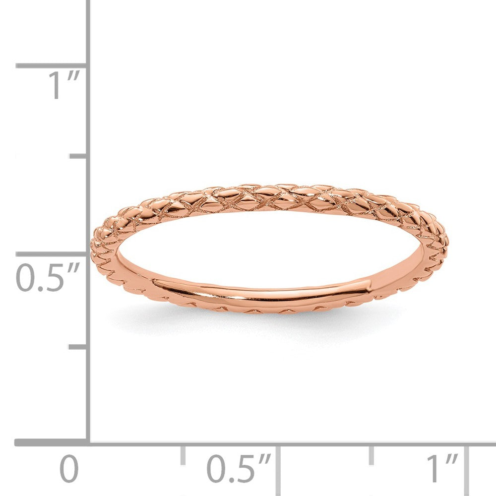 Sterling Silver Stackable Expressions Pink-plated Criss-cross Ring Size -6