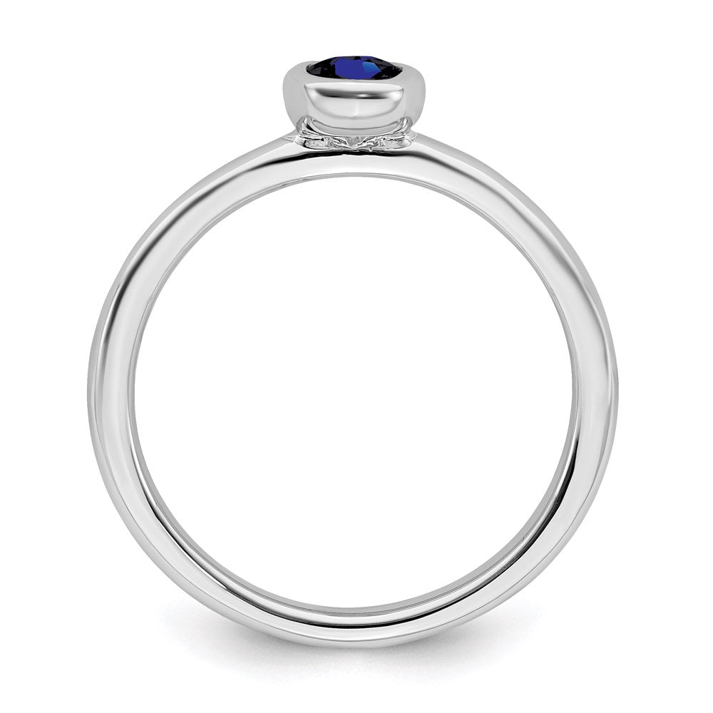 Sterling Silver Stackable Expressions Oval Created Sapphire Ring Size -7