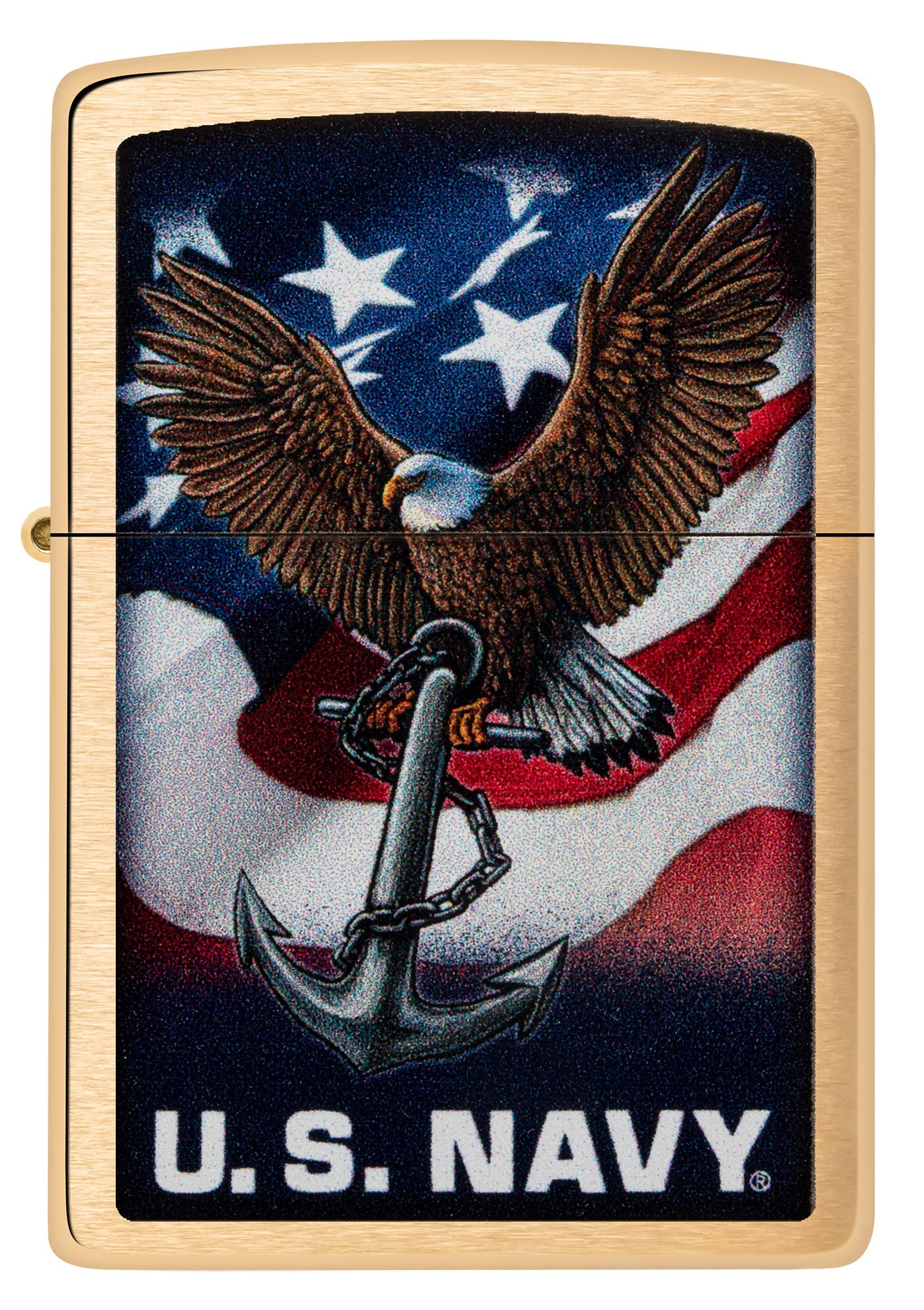 Zippo U.S. Navy Eagle Anchor & Flag Brushed Chrome Pocket Lighter