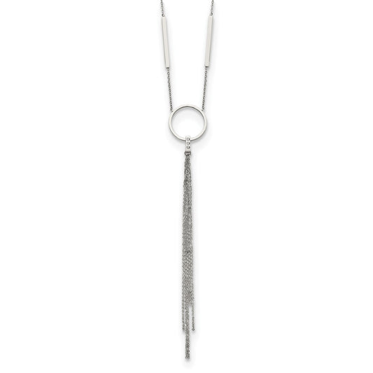 Stainless Steel Polished with Tassel 23.5in Necklace