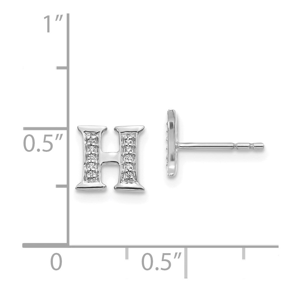 14k White Gold Diamond Initial H Earrings