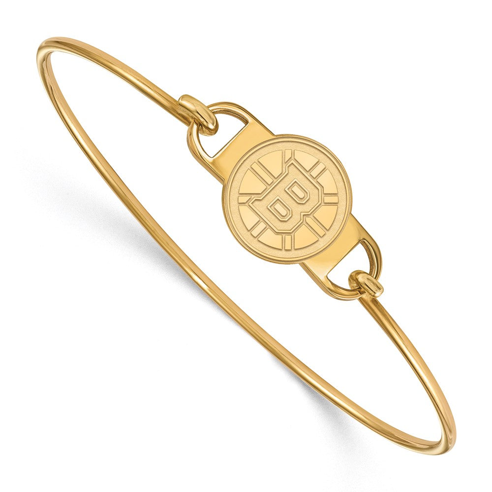 Sterling Silver Gold-plated NHL LogoArt Boston Bruins Small Center 7 inch Wire Bangle
