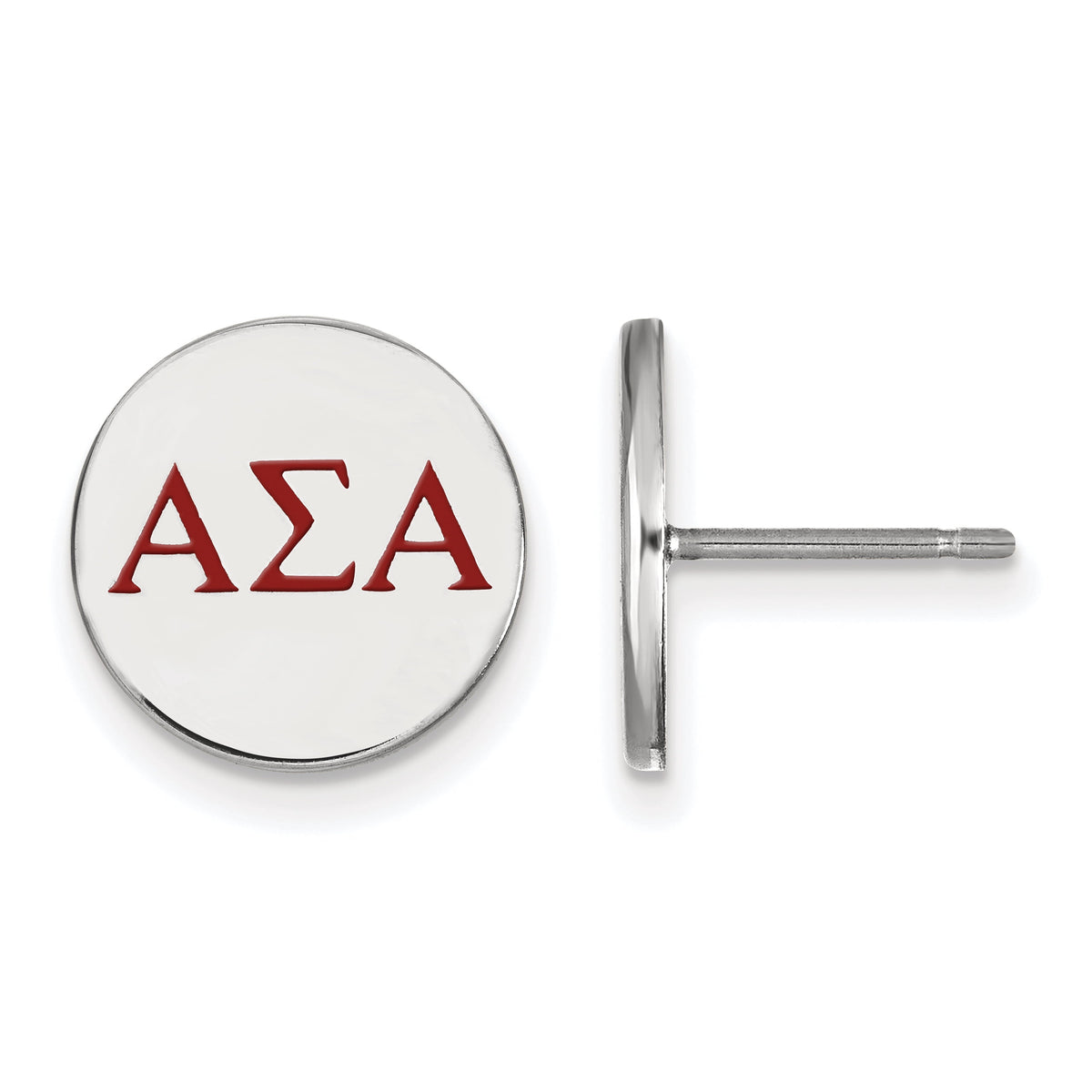 Sterling Silver Official Licensed Greek Sororities Alpha Sigma Alpha (???) Enameled Post Earrings