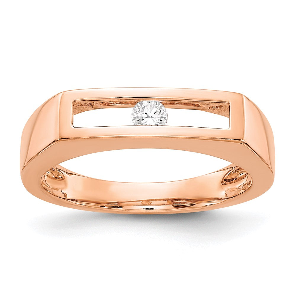 14K Rose Gold Polished Diamond Ring