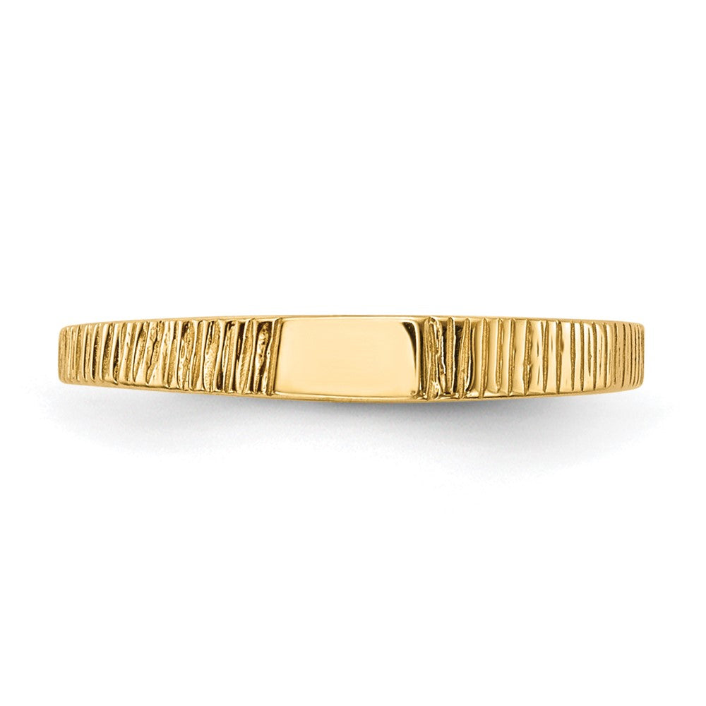 14k Polished & Ridged Baby Ring Size 2