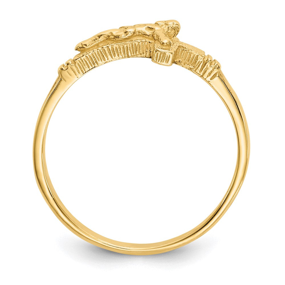 14K Satin Finish Childs Crucifix Ring Size 3.5